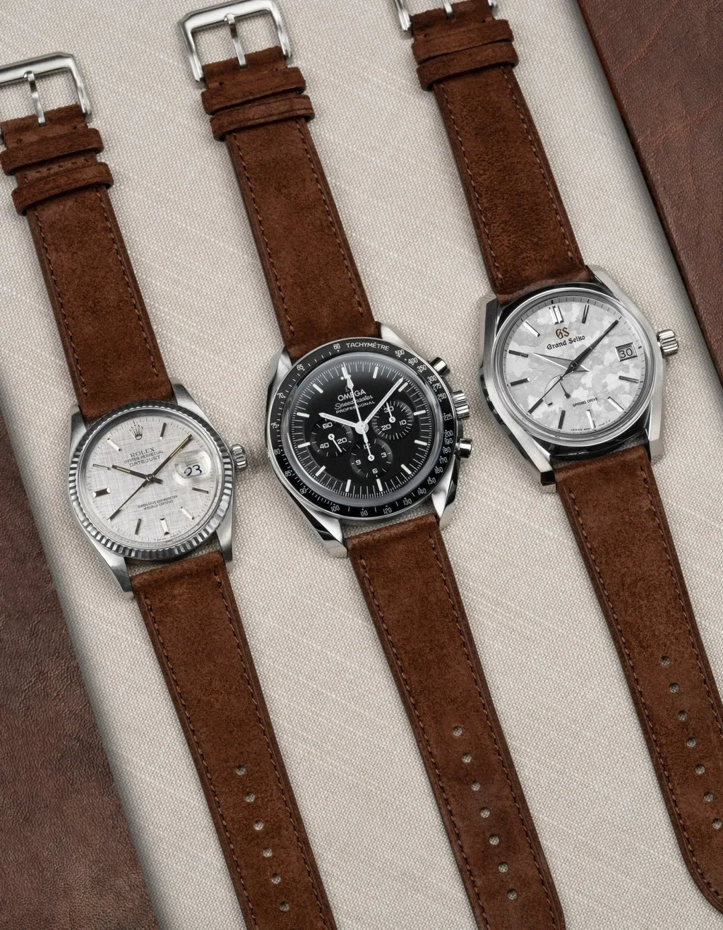 Brown Suede Leather Strap - 17-21mm - OM Luxury